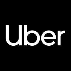 Das Bild zeigt das Uber-Logo mit dem Wort Uber in fetten weißen Buchstaben auf schwarzem Hintergrund, das für eine der beliebtesten Mitfahr-Apps steht.