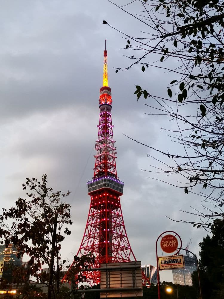 Die Beleuchtung am Tokyo Tower