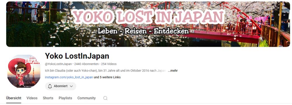 YouTube Kanal Yoko LostInJapan